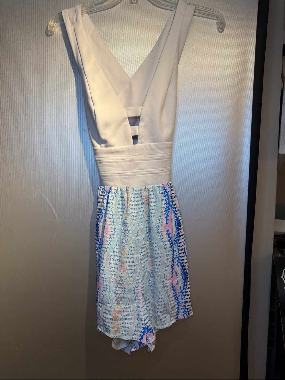 bebe White Bodice Mini Romper